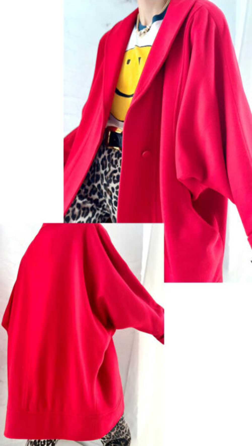 rouge wool cocoon coat - image 4