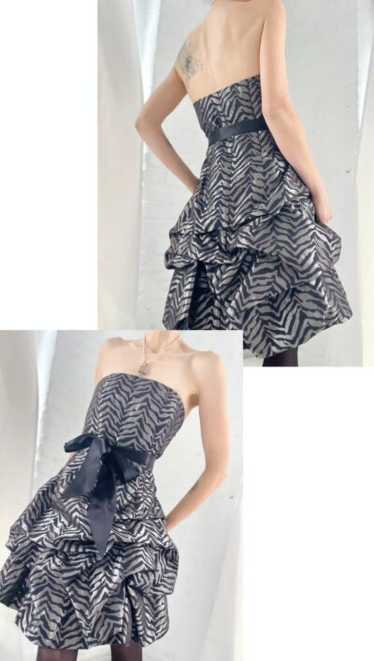 zebra bubble hem strapless dress