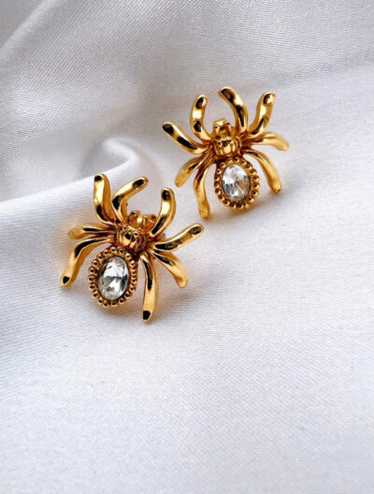 gold tone spider post earrings