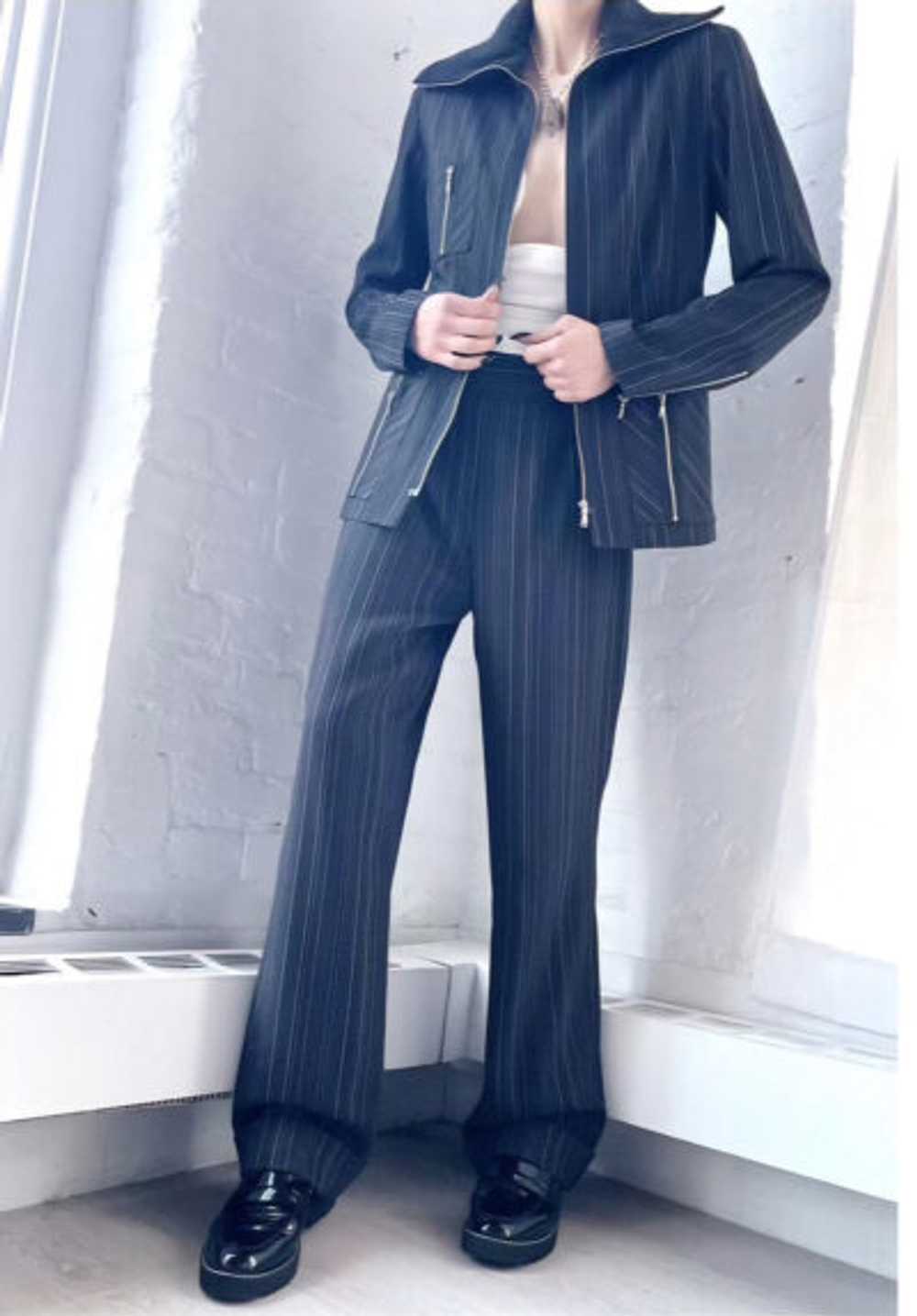 90s pinstripe zip away suit - image 4