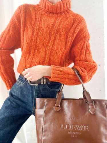 Scottish pumpkin spice wool cable knit sweater