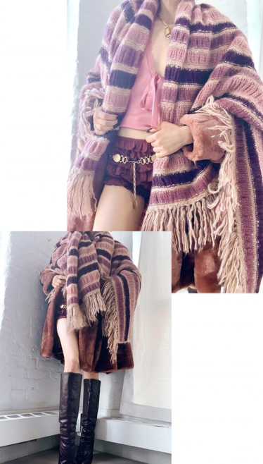 70s artisan lavender & mauve fringe scarf