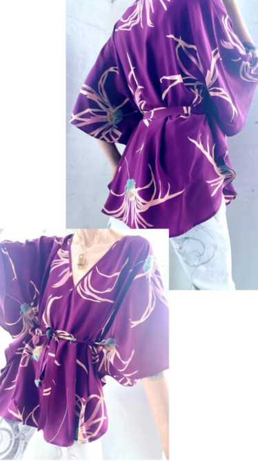 French silk flora cape & belt top