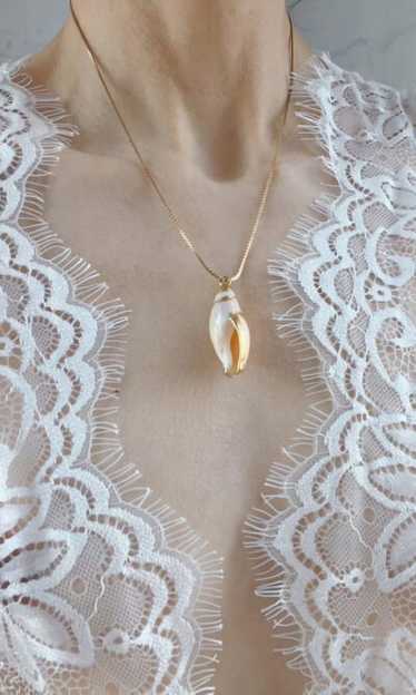 petite seashell gold dipped necklace