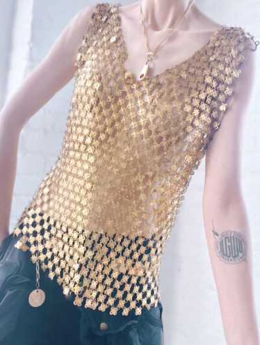 60s gold tone chain metal top