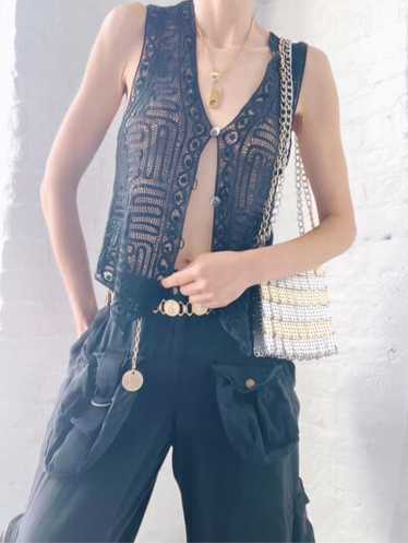 silk sheer lace vest