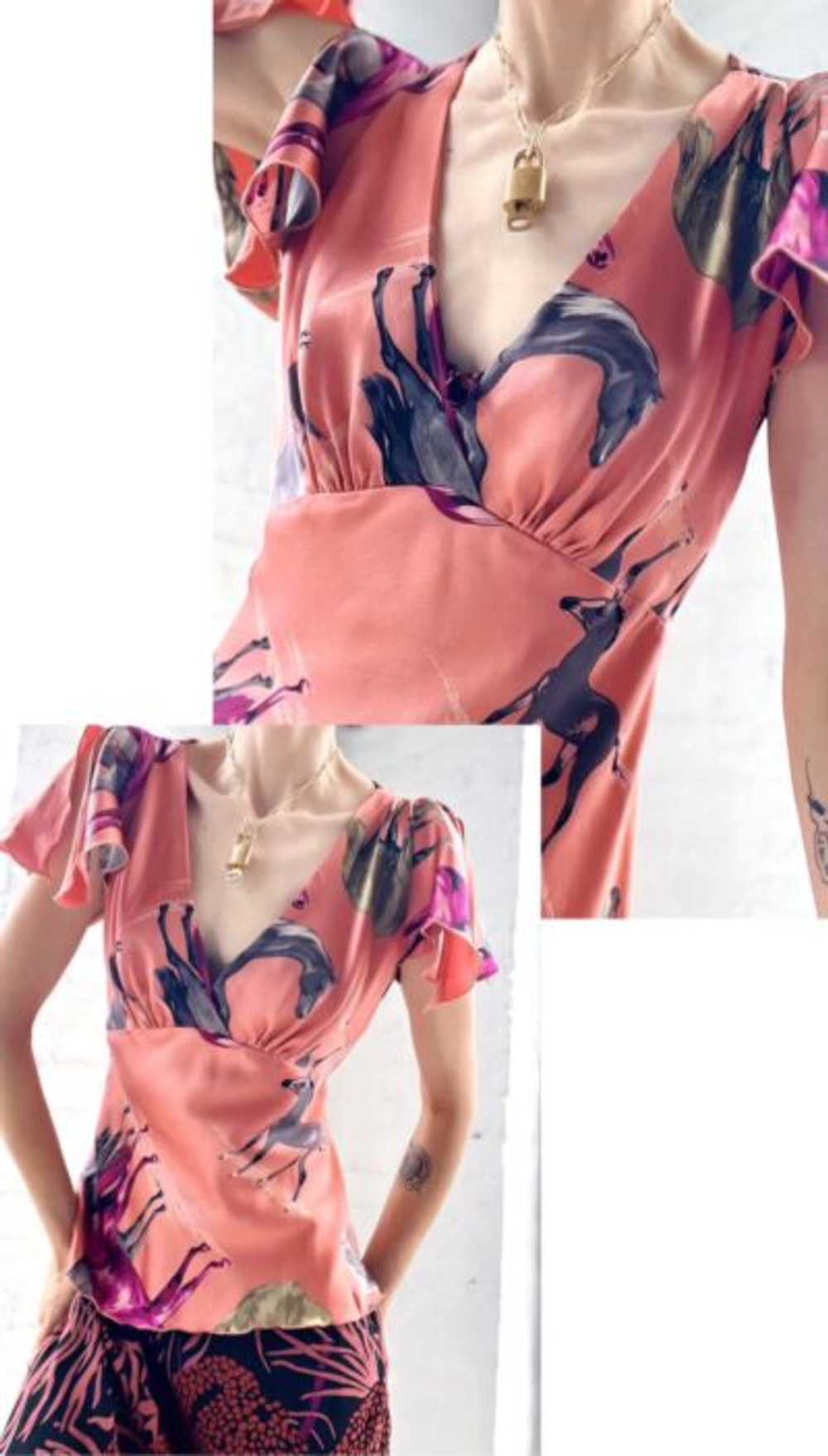 rare Betsey Johnson silk horse blouse - image 2