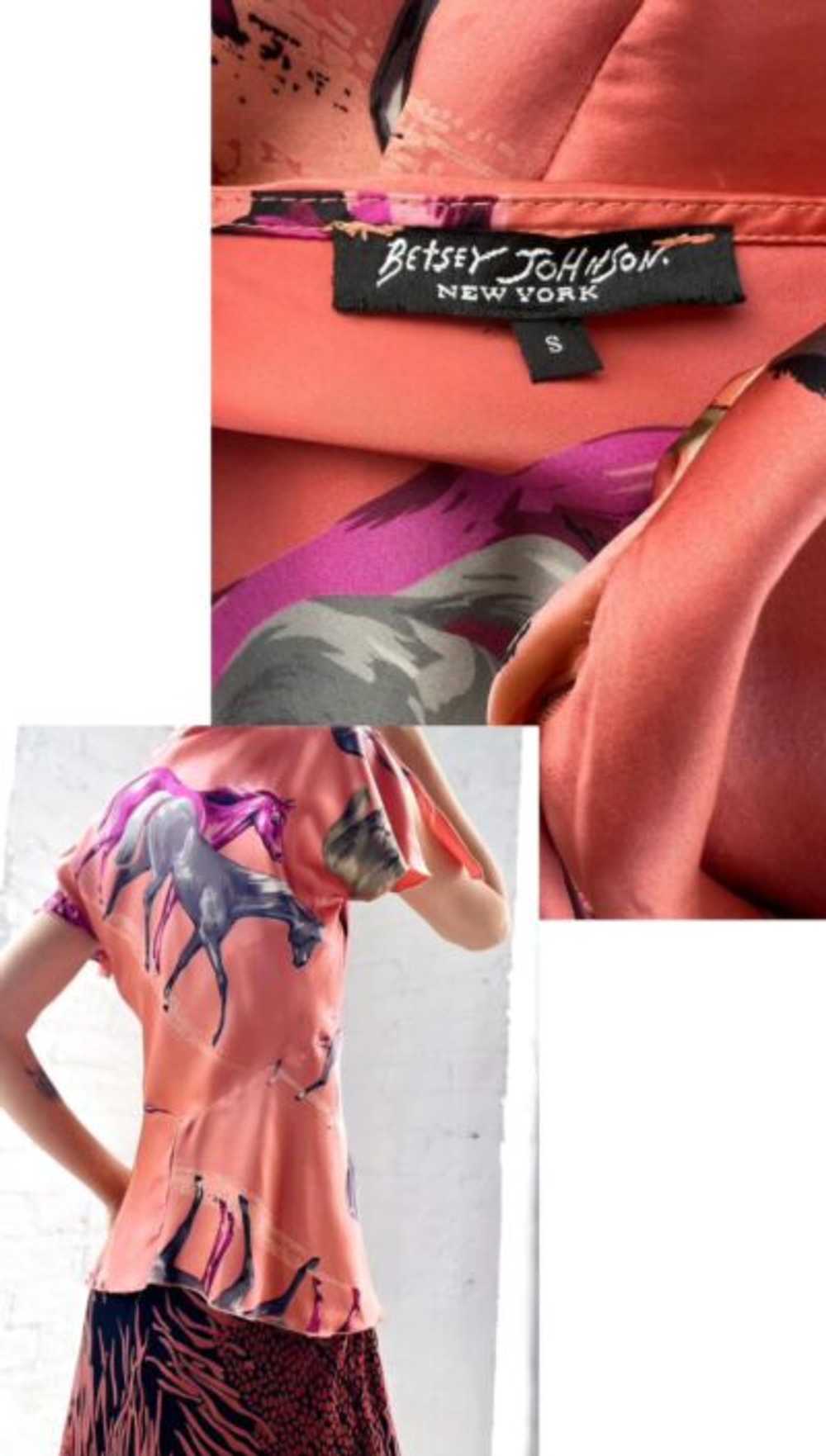 rare Betsey Johnson silk horse blouse - image 3