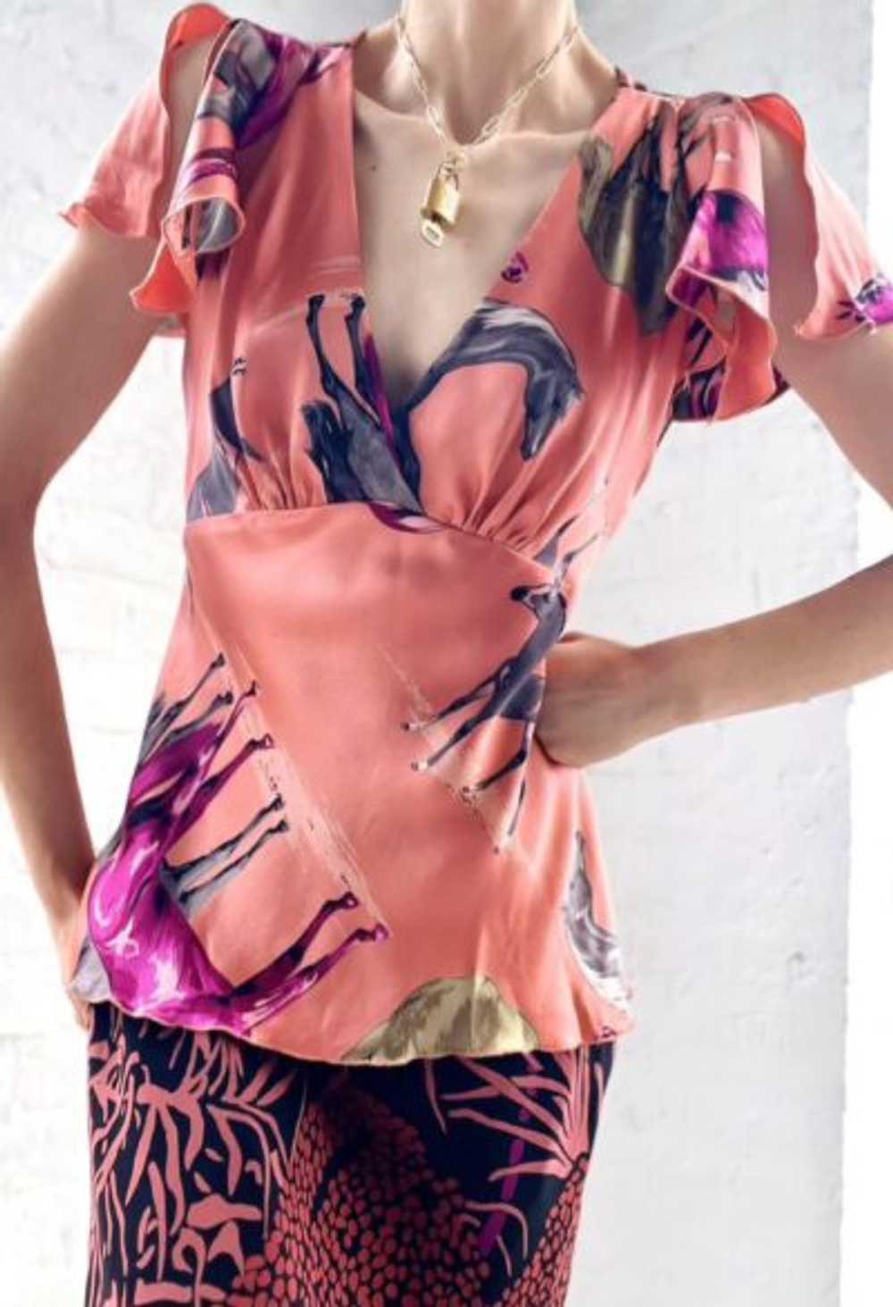 rare Betsey Johnson silk horse blouse - image 4