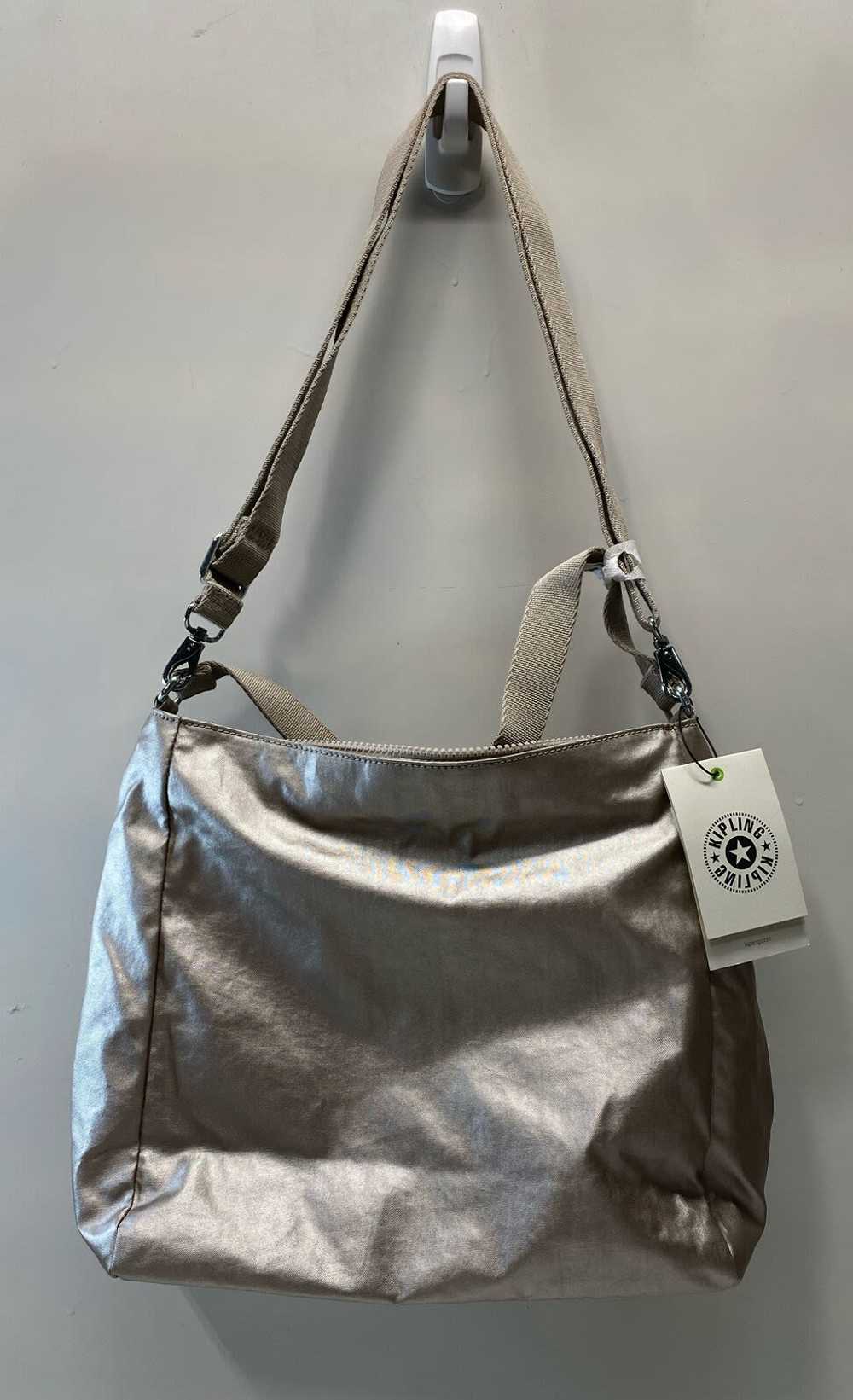 Kipling Nylon Zip Top Crossbody Platinum Metallic - image 2