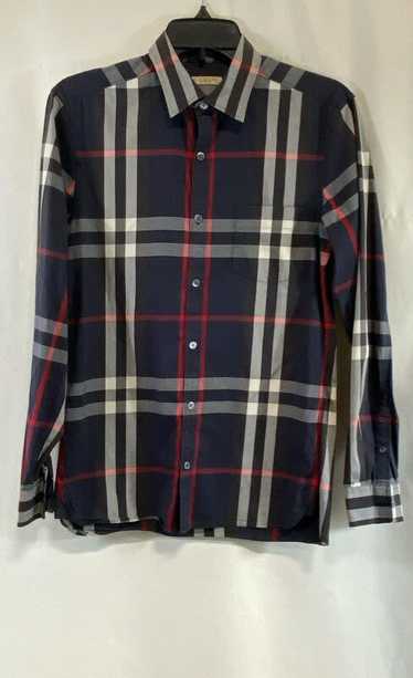 Burberry Men's Navy Plaid Button Up S