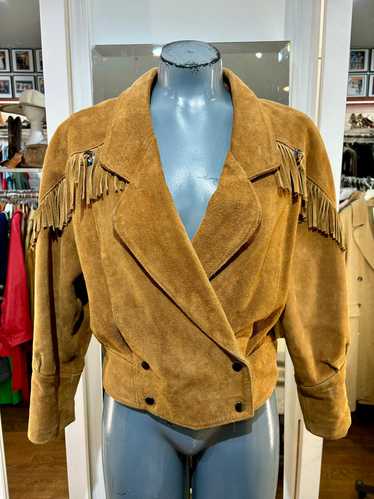 80’s Light Brown Short Suede Fringe Jacket by Year