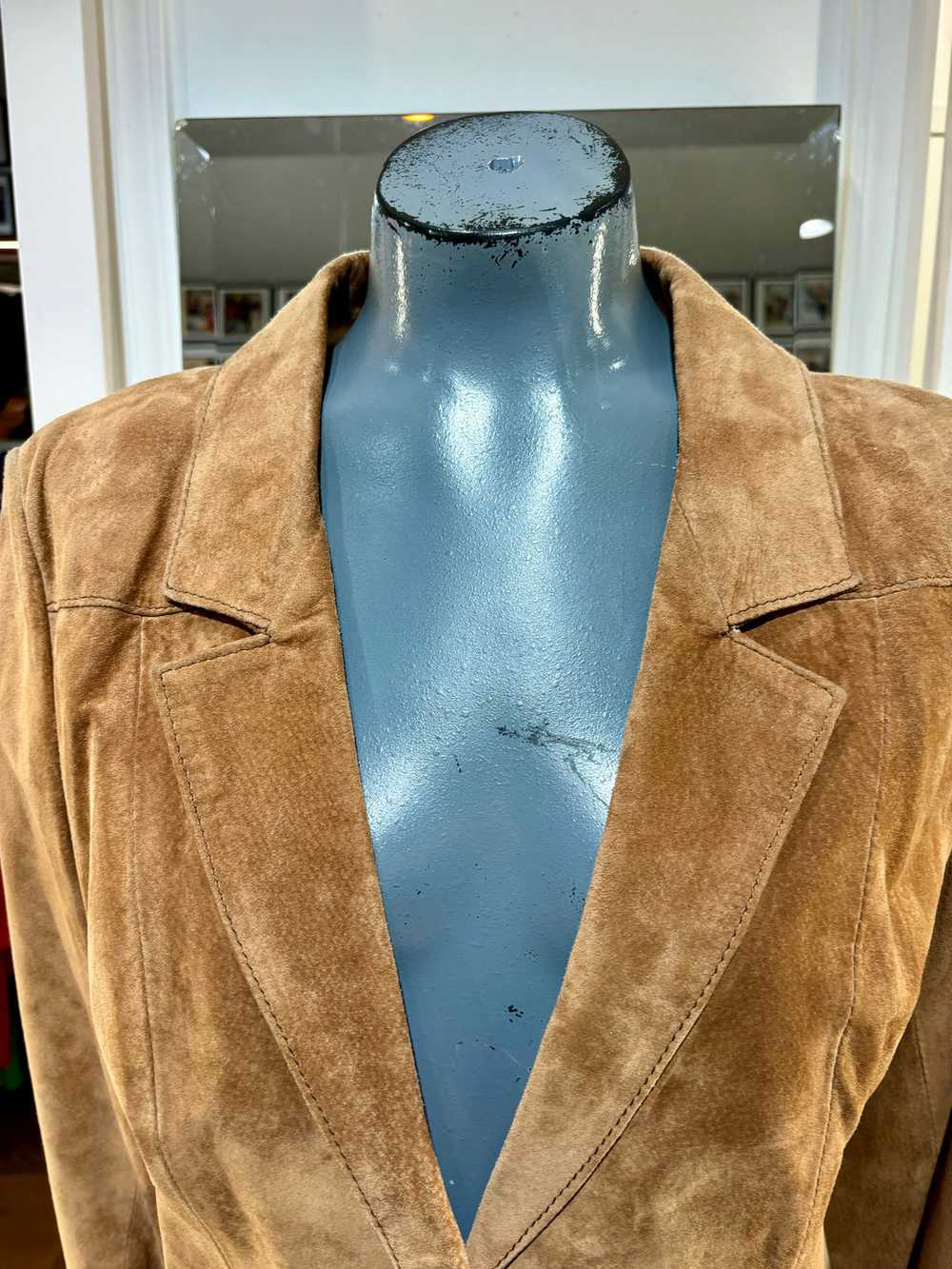 80’s Light Brown Suede One Button Jacket By Avanti - image 3