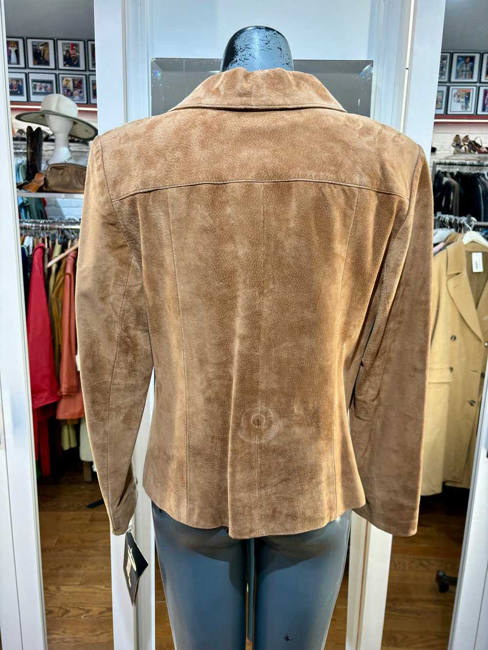 80’s Light Brown Suede One Button Jacket By Avanti - image 6