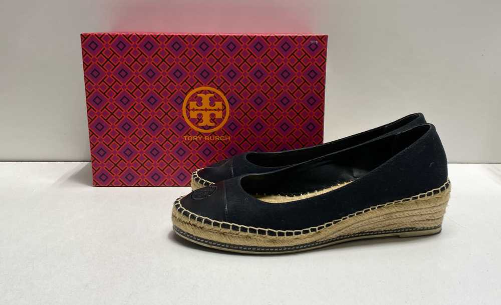 Tory Burch Canvas Espadrille Wedge Flats Black 11 - image 1