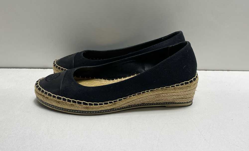 Tory Burch Canvas Espadrille Wedge Flats Black 11 - image 2