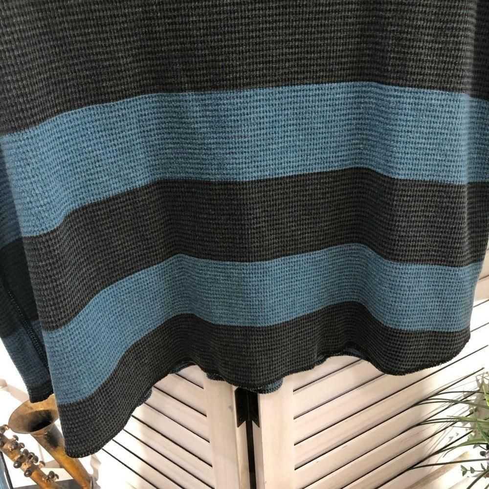 Gap Gap teal blue gray striped cotton long sleeve… - image 4