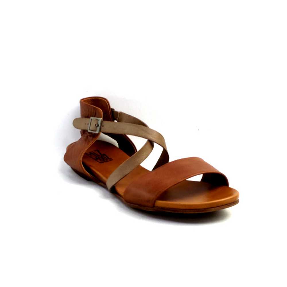 Miz Mooz Leather Cross Strap Sandals Amanda Brandy - image 1