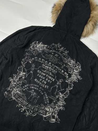 Japanese Brand Distressed fur hoodie skulls poem i