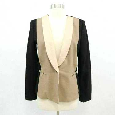 DKNY DKNY Blazer Jacket Leather Linen Womens 8 Co… - image 1