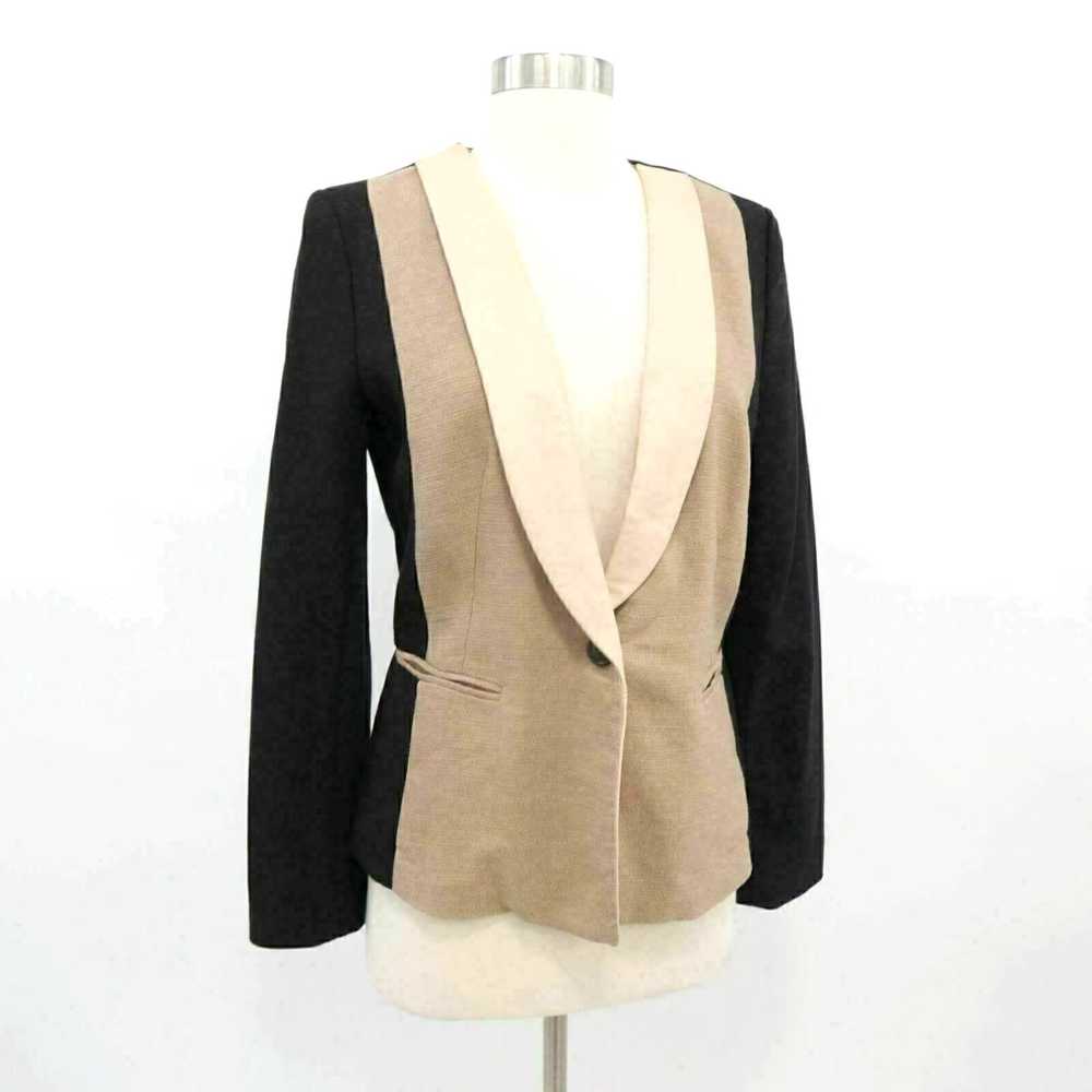 DKNY DKNY Blazer Jacket Leather Linen Womens 8 Co… - image 3