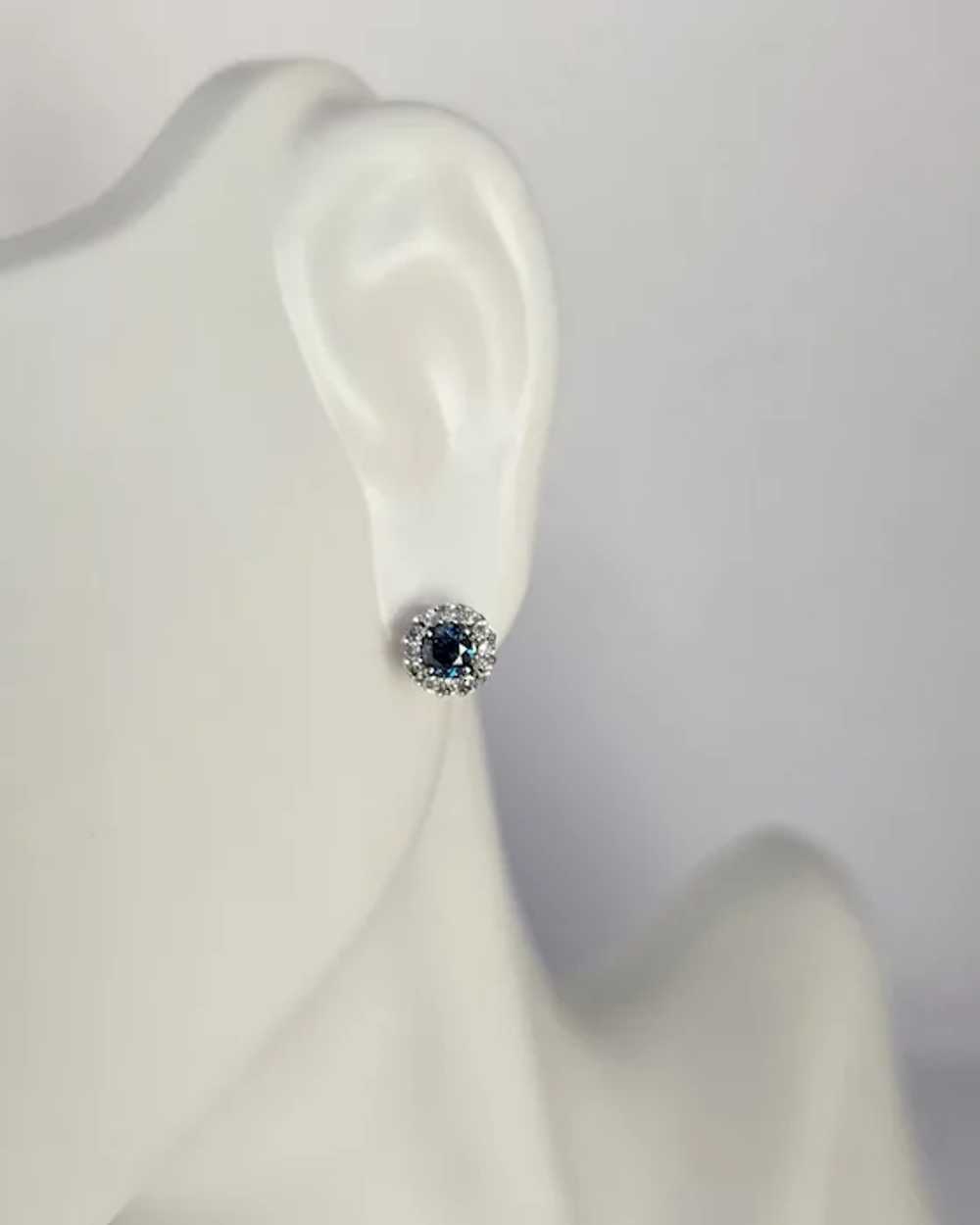 Beautiful Teal and White White Diamond Flower Ear… - image 7