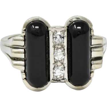 Helm & Hahn Co. Mid-Century Diamond Onyx 18 Karat… - image 1