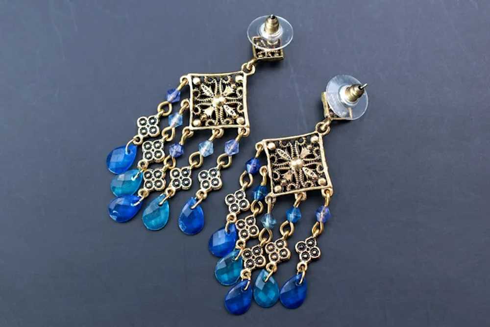 Blue Crystal Chandelier Earrings, Avon Gold Tone … - image 8