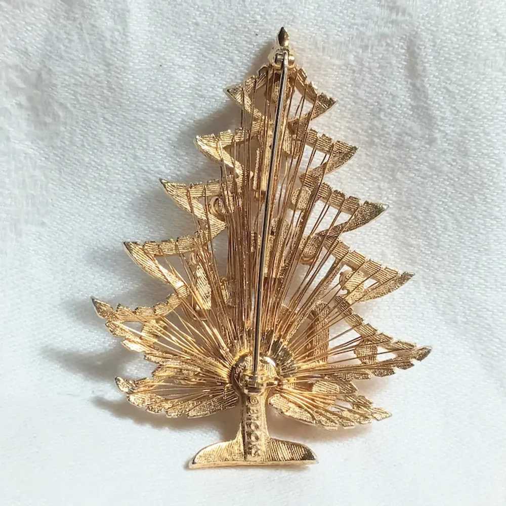 Brooks Christmas tree brooch rhinestone candles w… - image 3