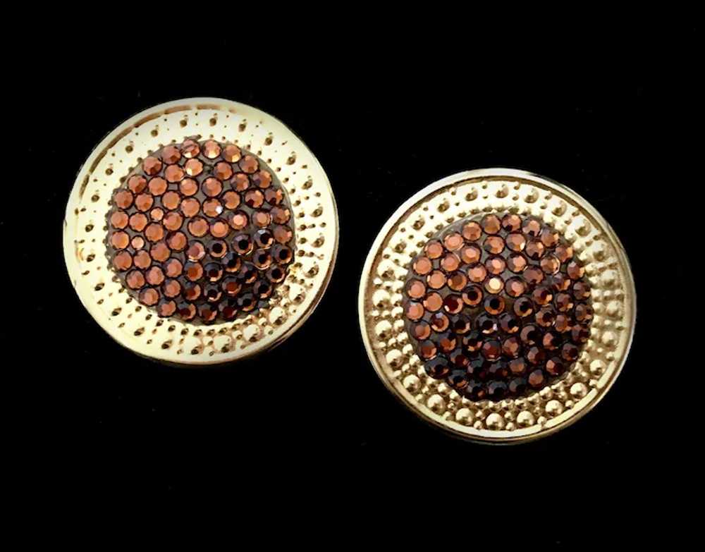 Etruscan Style Shield Earrings with Crystal Pavé:… - image 3