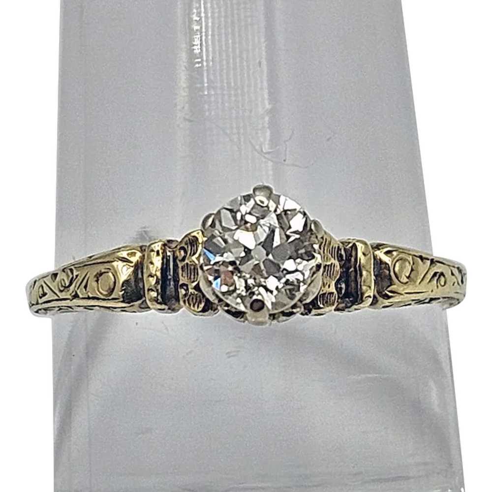 14K Diamond Solitaire Ring - C. 1910 - image 1