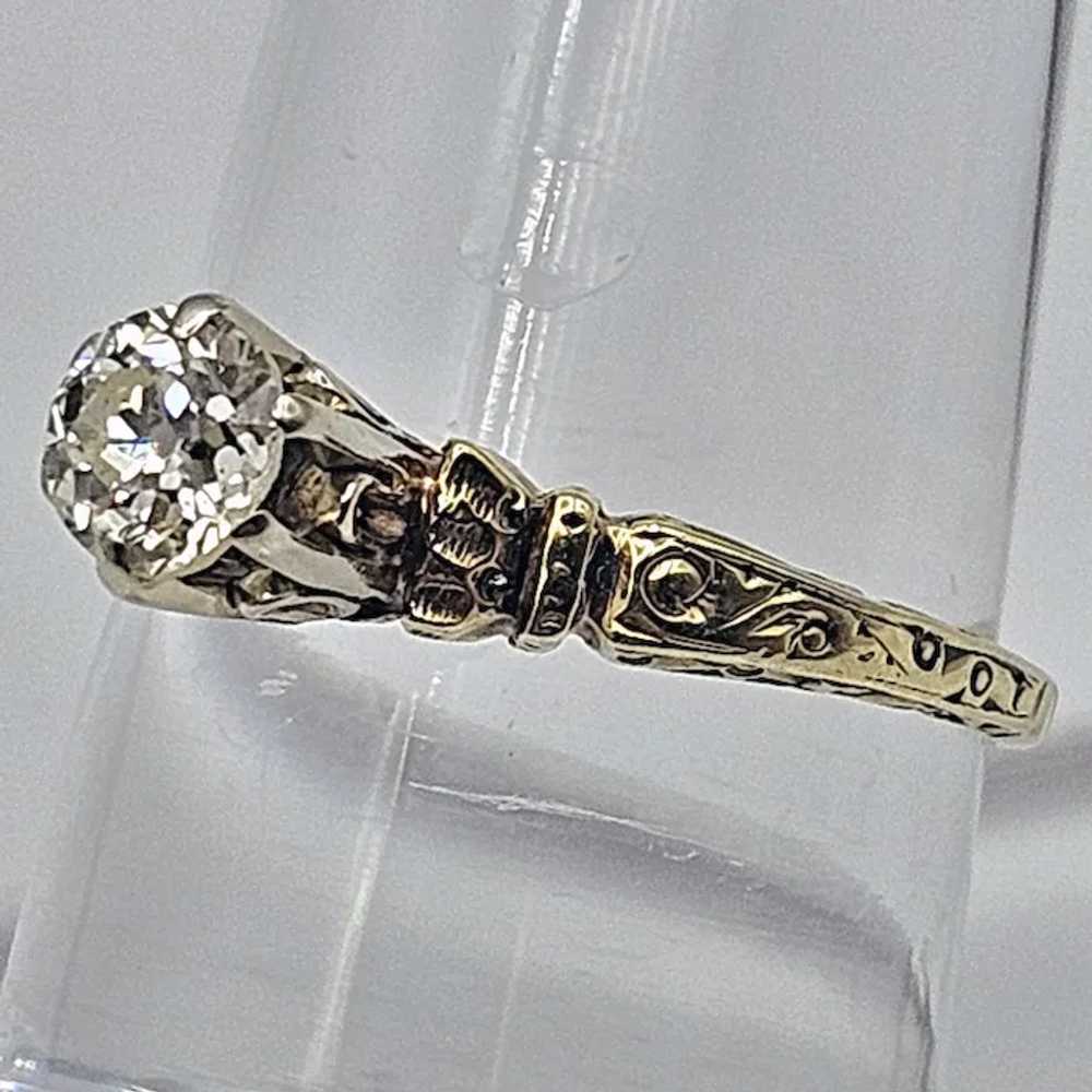 14K Diamond Solitaire Ring - C. 1910 - image 2