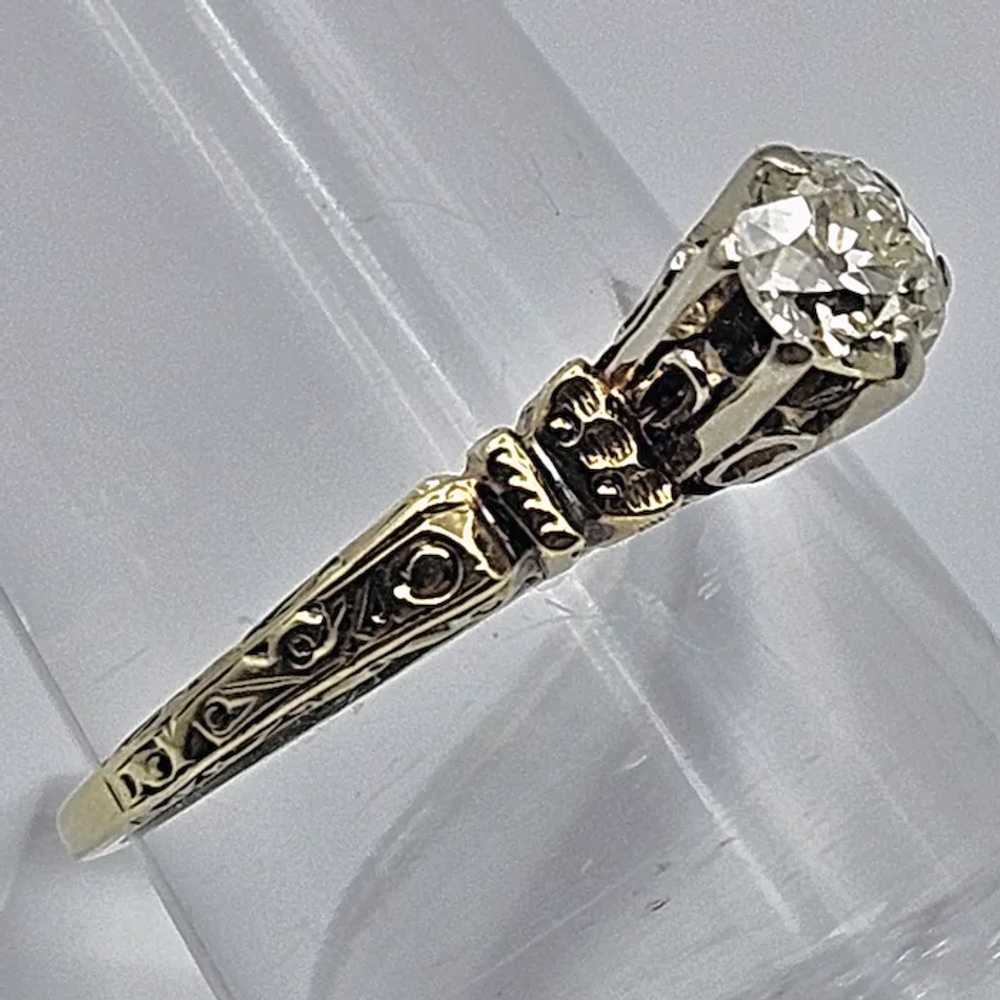 14K Diamond Solitaire Ring - C. 1910 - image 3