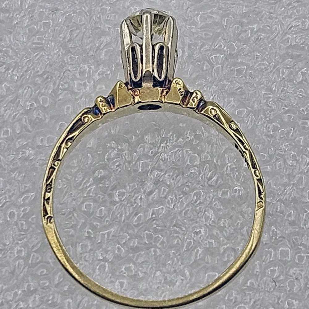 14K Diamond Solitaire Ring - C. 1910 - image 4