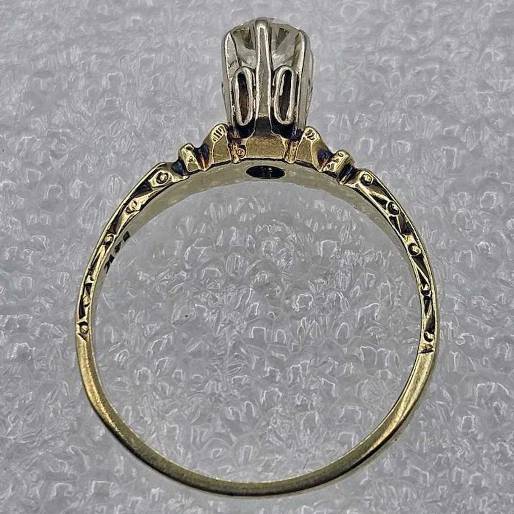 14K Diamond Solitaire Ring - C. 1910 - image 5