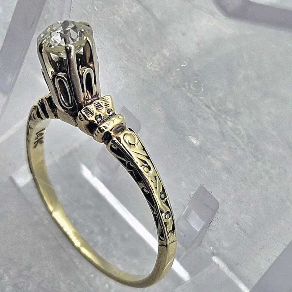 14K Diamond Solitaire Ring - C. 1910 - image 6