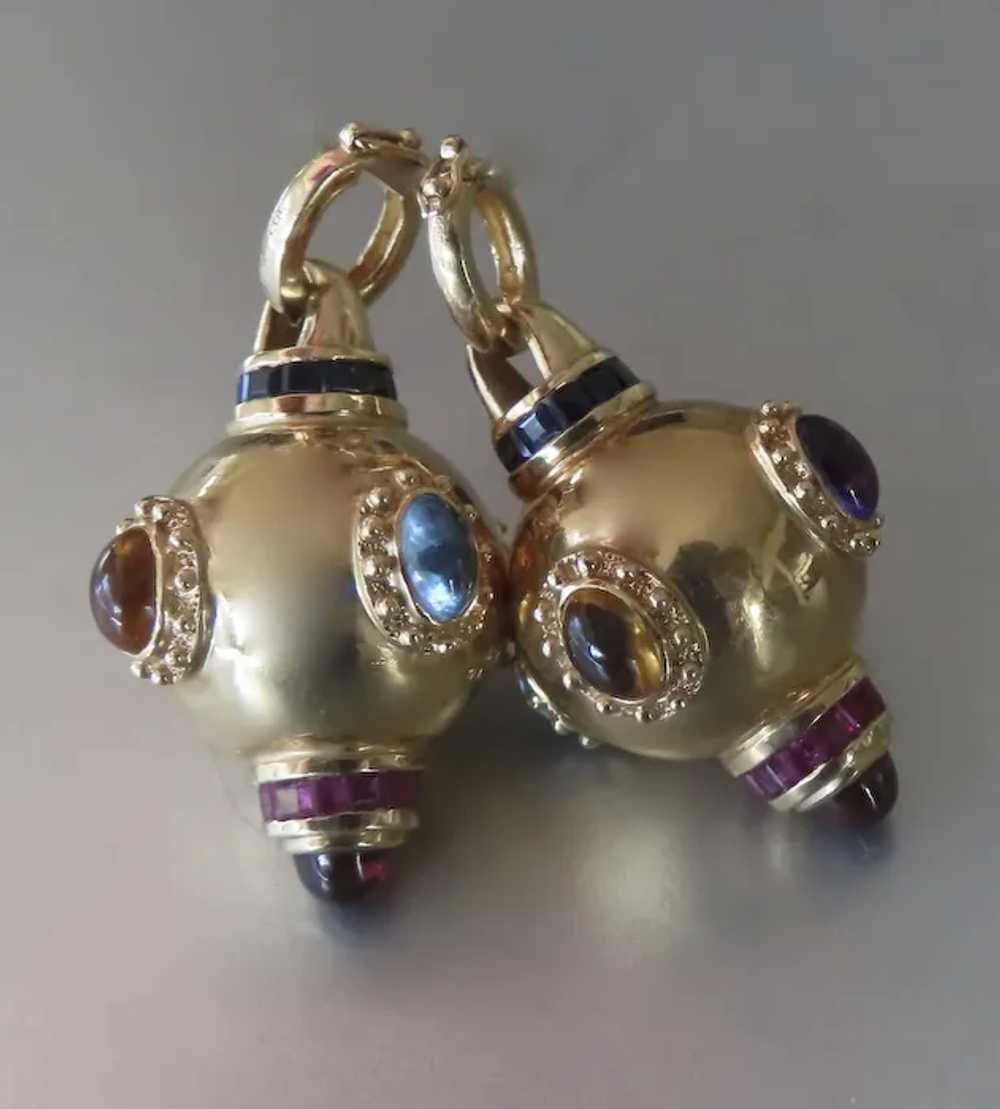 Pair Vintage 14k Yellow Gold Multi Gem Dimensiona… - image 11