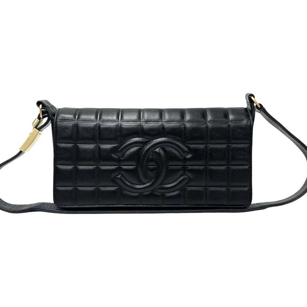 CHANEL Shoulder Bag lambskin black Chocolate bar - image 2