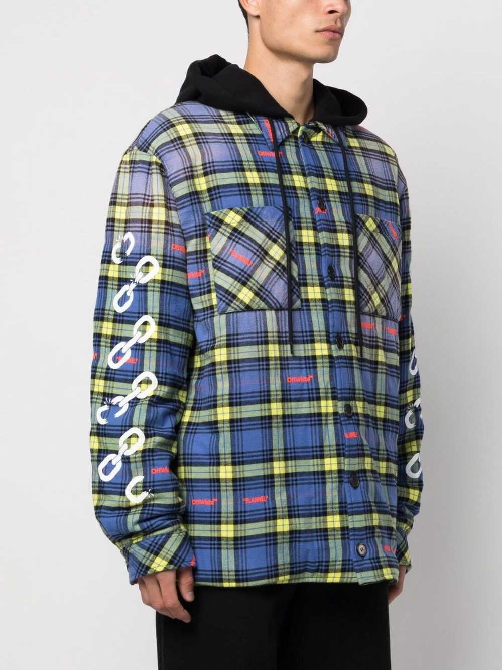 Off-White o1gr1nt1124 Chain Arrow Flannel Hoodie … - image 3