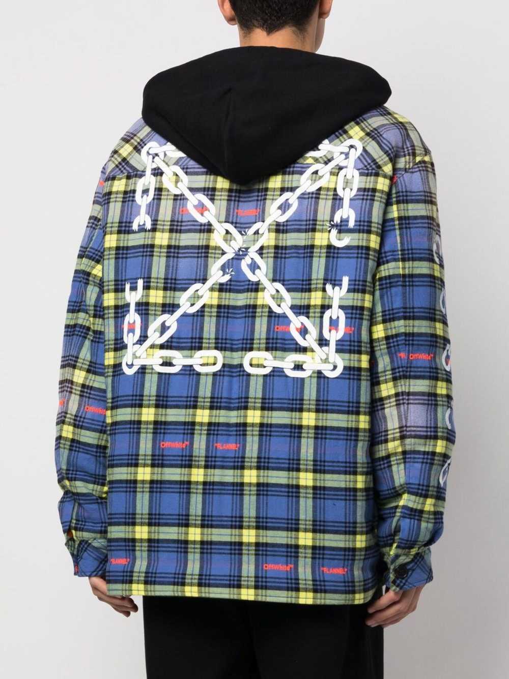 Off-White o1gr1nt1124 Chain Arrow Flannel Hoodie … - image 4