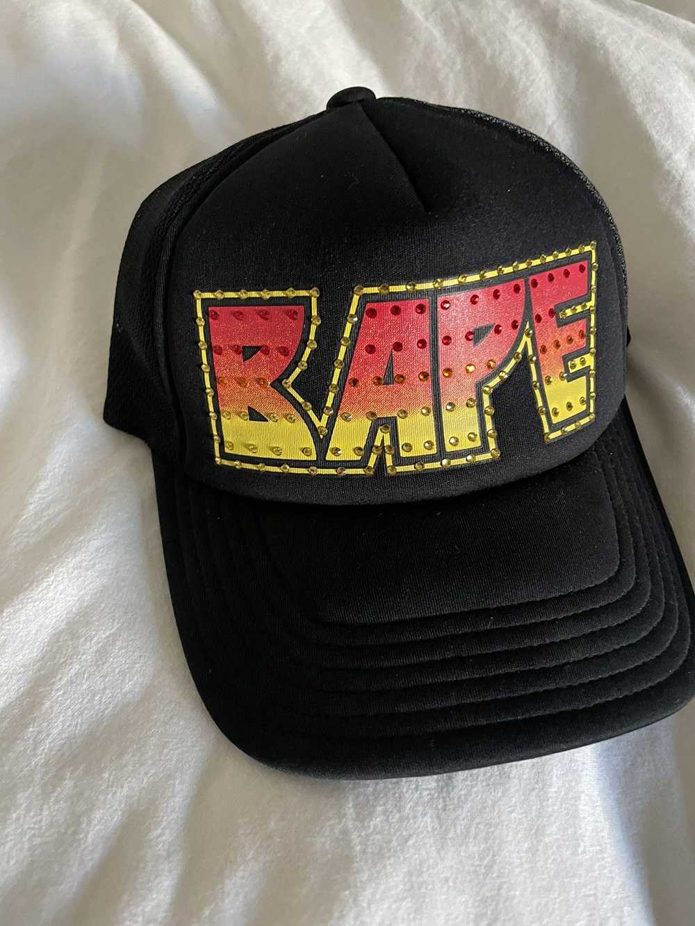 Bape Bape Kiss Logo Swarovski Trucker Hat Black - image 1