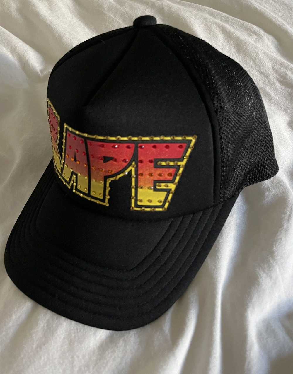 Bape Bape Kiss Logo Swarovski Trucker Hat Black - image 5