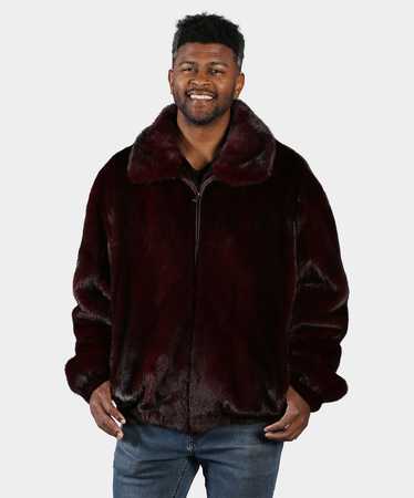 Mink Fur Coat Men’s Burgundy Mink Bomber Jacket - image 1