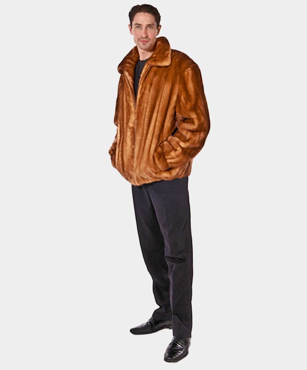 Mink Fur Coat Men’s Whiskey Mink Bomber Jacket - image 2