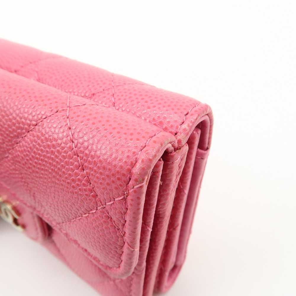 CHANEL Matelasse Caviar Skin Tri-Fold Wallet Pink… - image 10