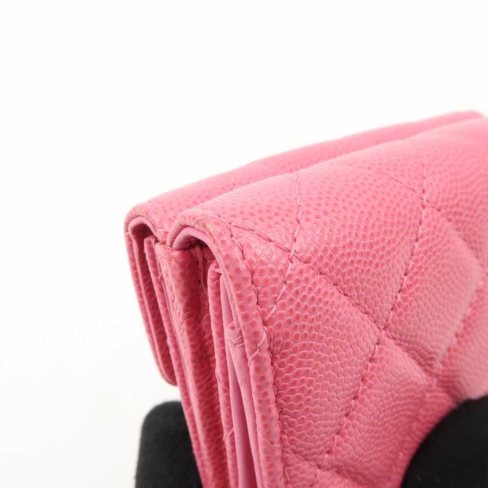 CHANEL Matelasse Caviar Skin Tri-Fold Wallet Pink… - image 11