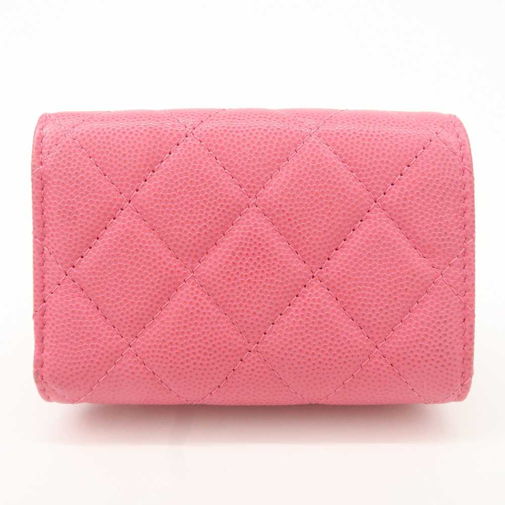 CHANEL Matelasse Caviar Skin Tri-Fold Wallet Pink… - image 2