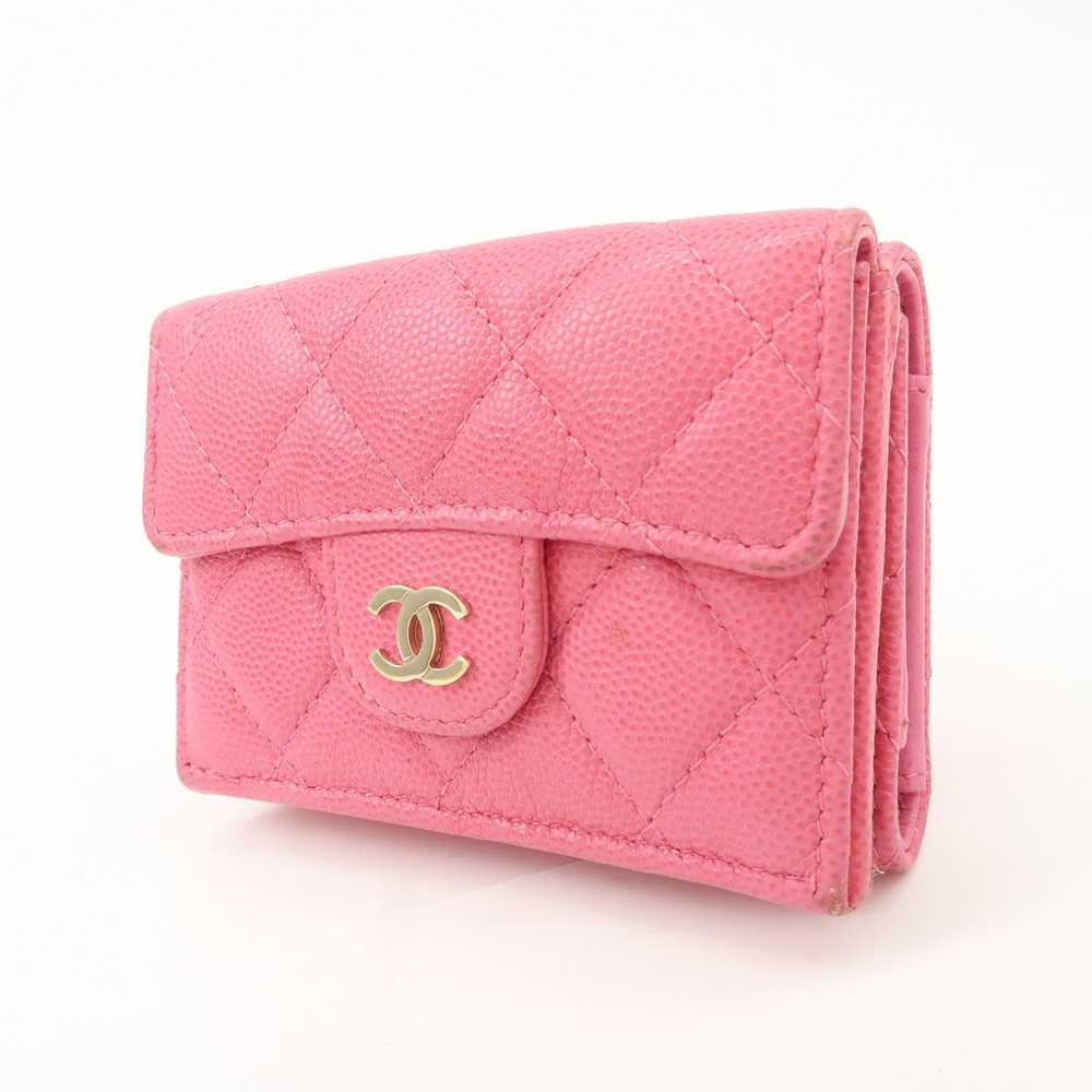 CHANEL Matelasse Caviar Skin Tri-Fold Wallet Pink… - image 3