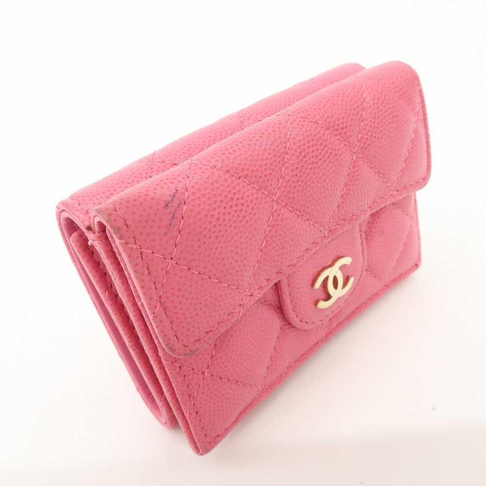 CHANEL Matelasse Caviar Skin Tri-Fold Wallet Pink… - image 4