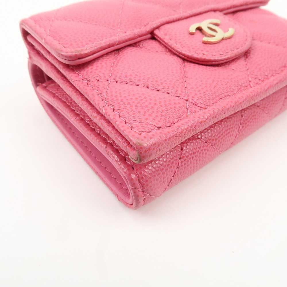 CHANEL Matelasse Caviar Skin Tri-Fold Wallet Pink… - image 5